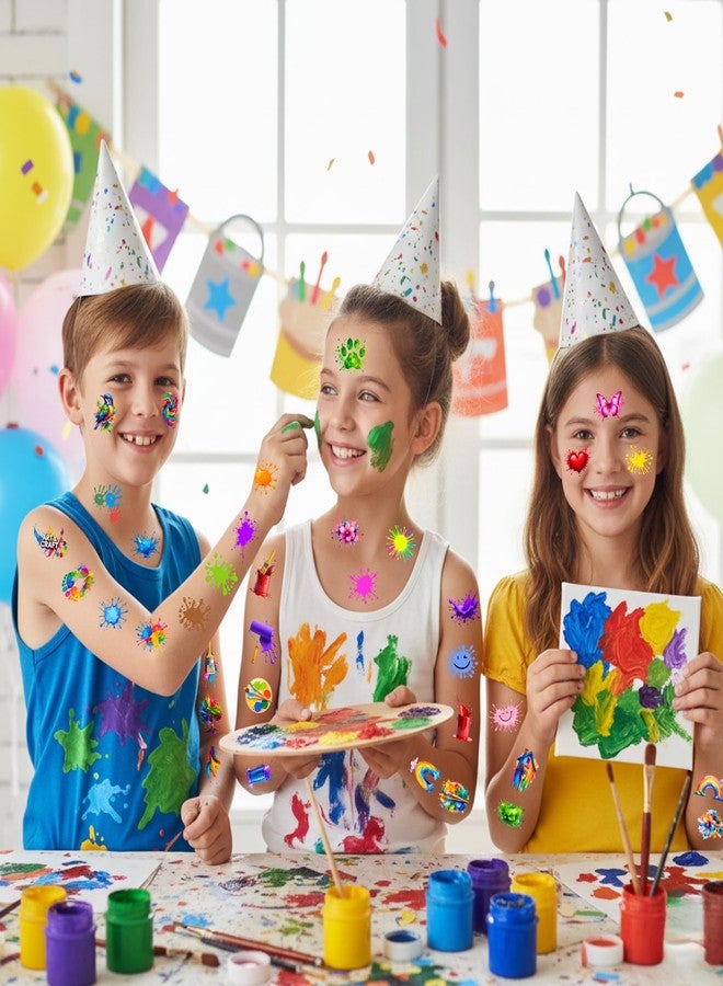 Backtopeia Painting Temporary Tattoos | Painting Birthday Party Decorations Colorful Splash Stickers Paint Art Painting Themed Party Favors Supplies Accessories Artist Gift Idea For Kids Boy Girl Teen Adult - Image 5