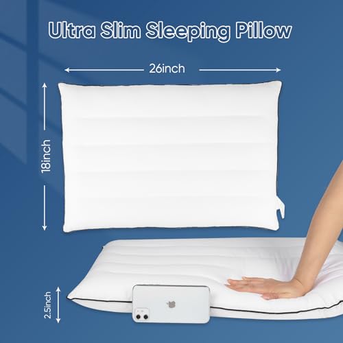 MINUPWELL Ultra Thin Pillows, Flat Pillows for Sleeping Thin with 7D 2.5 in Height Support, Slim Bed Pillows for Stomach Sleeper,Low Profile Pillow Standard Size - 18x26 in - Image 4
