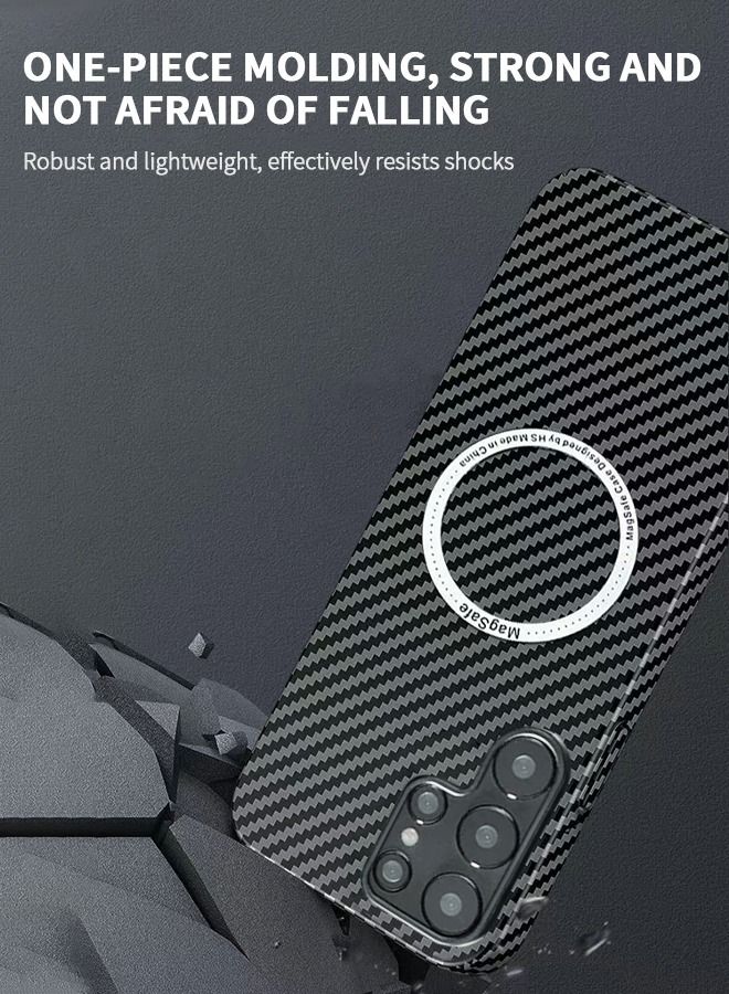 GROIC Magnetic Case Compatible with S22 Ultra 6.8 Inch Carbon Fiber Slim Phone Case, Compatible with MagSafe Accessories - Drop Resistant Black - Image 3