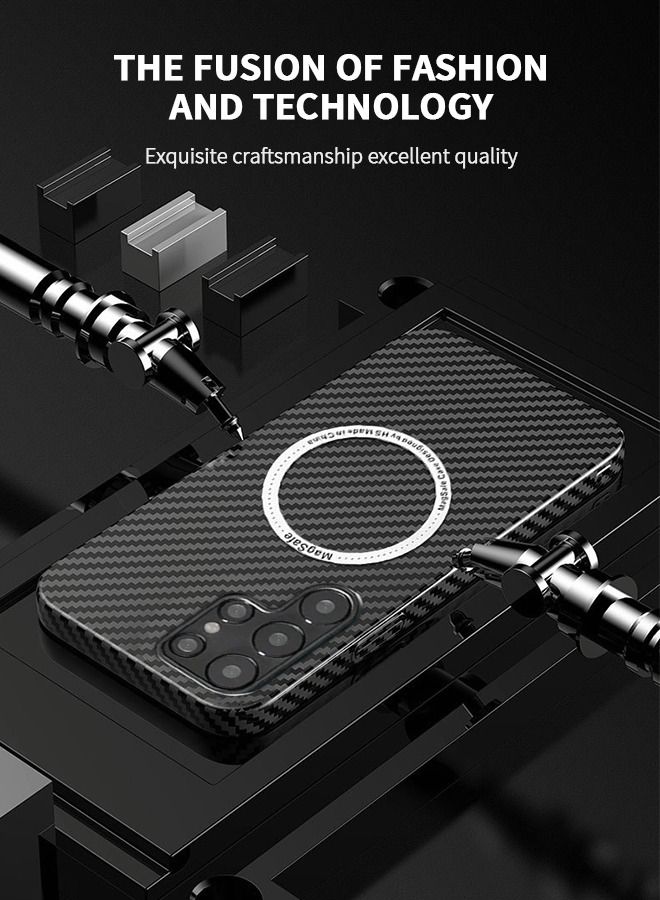 GROIC Magnetic Case Compatible with S22 Ultra 6.8 Inch Carbon Fiber Slim Phone Case, Compatible with MagSafe Accessories - Drop Resistant Black - Image 4