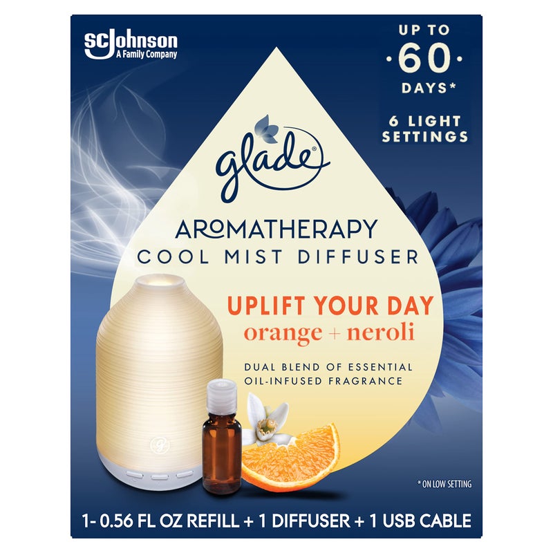 Glade Aromatherapy Diffuser & Essential Oil, Air Freshener for Home, Uplift Your Day Scent with Notes of Orange & Neroli, 0.56 Fl Oz - Image 1