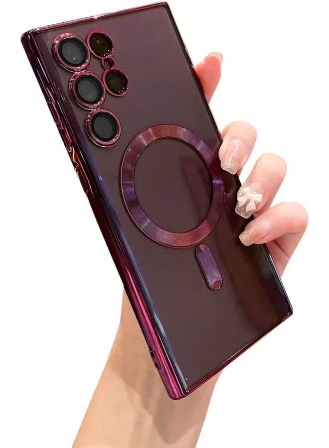 فيسوس متوافق مع سامسونج جالكسي S23 جراب مغناطيسي شفاف مع واقي عدسة الكاميرا حماية كاملة ماجسيف مطلي سيليكون سليم صالح غطاء واقٍ مقاوم للصدمات - Image 1