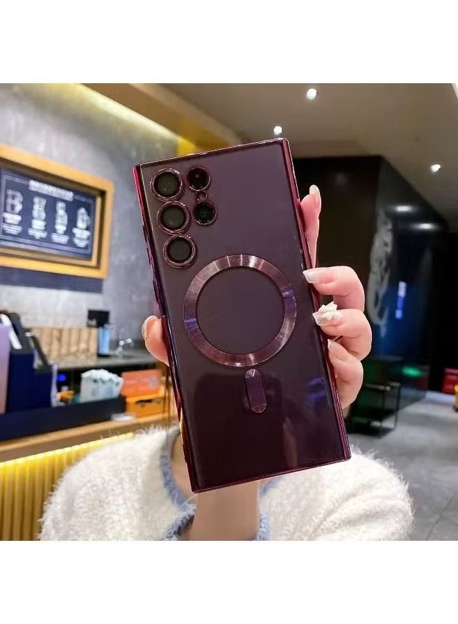 فيسوس متوافق مع سامسونج جالكسي S23 جراب مغناطيسي شفاف مع واقي عدسة الكاميرا حماية كاملة ماجسيف مطلي سيليكون سليم صالح غطاء واقٍ مقاوم للصدمات - Image 2