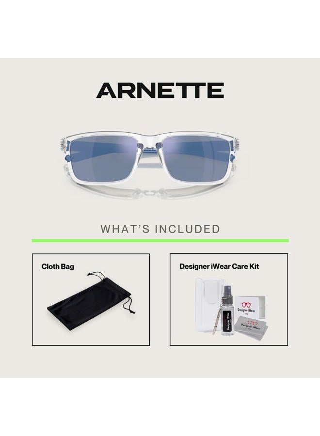 ARNETTE Mwamba AN4322 275522 57MM Crystal/Dark Grey MIrror Water Polarized Rectangle Sunglasses for Men + BUNDLE With Designer iWear Complimentary Eyewear Kit - Image 4