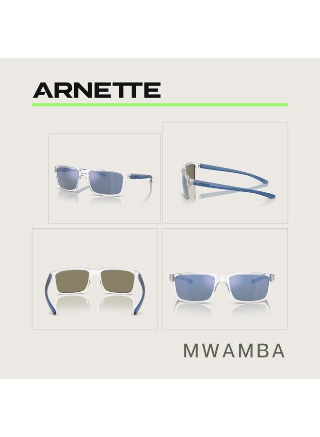 ARNETTE Mwamba AN4322 275522 57MM Crystal/Dark Grey MIrror Water Polarized Rectangle Sunglasses for Men + BUNDLE With Designer iWear Complimentary Eyewear Kit - Image 2