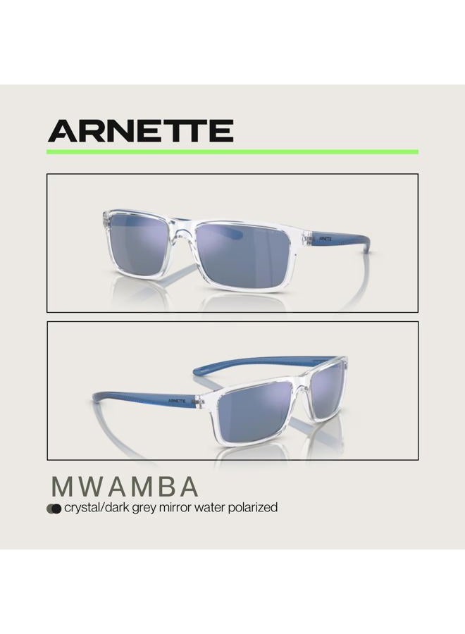 ARNETTE Mwamba AN4322 275522 57MM Crystal/Dark Grey MIrror Water Polarized Rectangle Sunglasses for Men + BUNDLE With Designer iWear Complimentary Eyewear Kit - Image 5