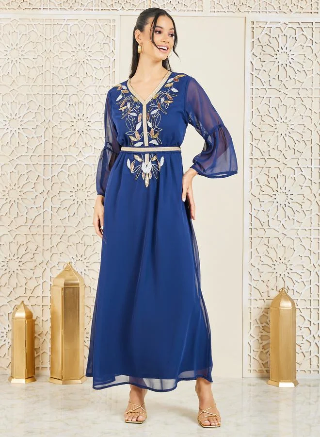 ستايلي Styli Sequined and Beaded Embroidery Detail Kaftan