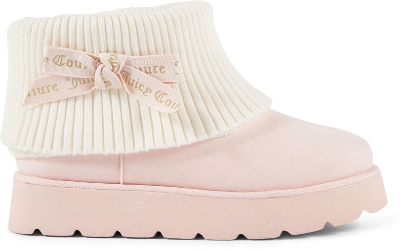 Juicy Couture Womenâ€™s Ankle Boots â€“ Micro Suede Booties with Faux Fur Lining, Ribbed Knit Collar, Juicy Logo Bow-Pierre-Blush-9 - Image 2