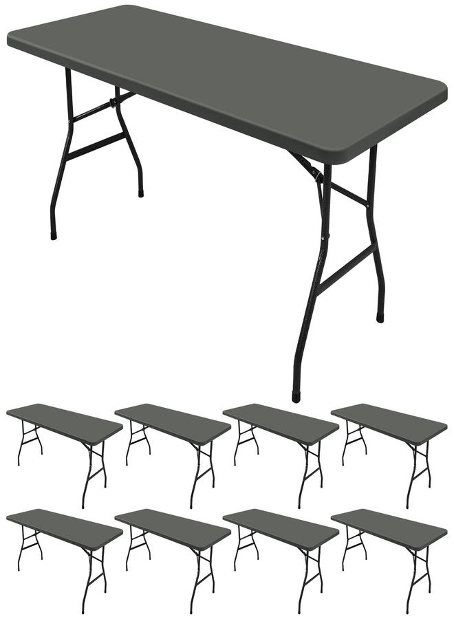 Showgeous 8 Pack Stretch Fabric Table Top Cap Cover, Elastic Fitted Tablecloths for 6 Foot Rectangle Tables, Washable Spandex Picnic Table Cover for Outdoor Camping Patio Banquet Party (Gray, 30" W x 72" L) - Image 1