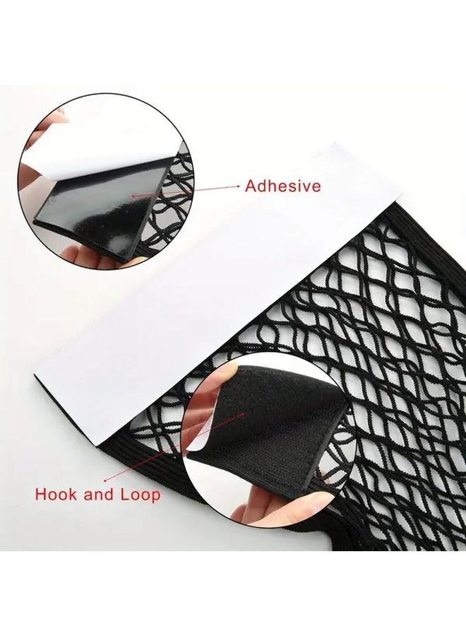 4pcs Heavy Duty Nylon Stretchable Storage Net Organizer 16x10 Black With Hooks And Adhesive Multi Purpose Mesh For Car Trunk Home RV Camping Office Space Saving Solution Car Net Storage Camping Organization Flexible Organizer Durable Mesh Material - Image 3