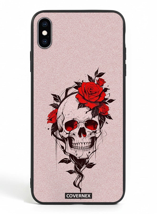 Covernex Apple iPhone Xs Max Protective Case Cover Printed Featuring Fine Line Art with Rose - Image 2