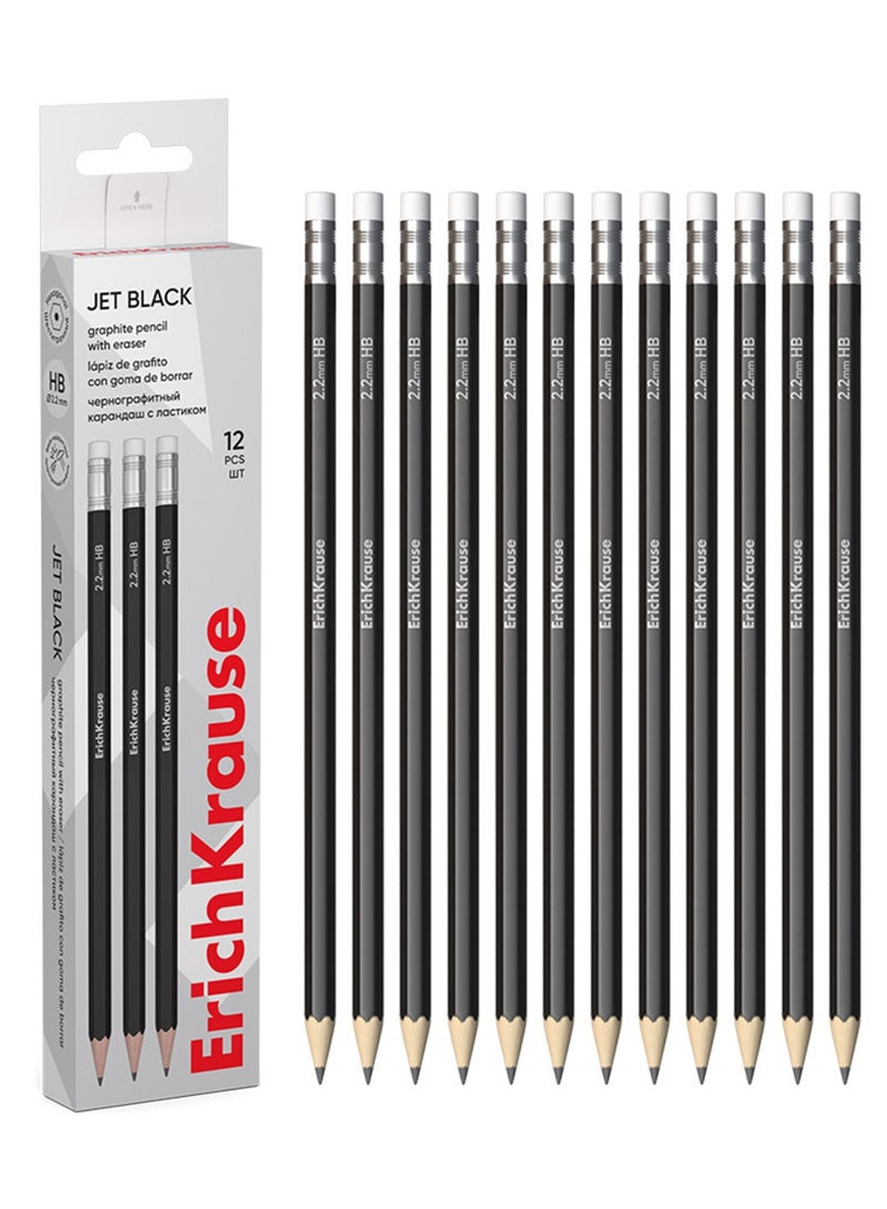 ErichKrause 12-Piece Jet Black HB Graphite Pencil - Image 1