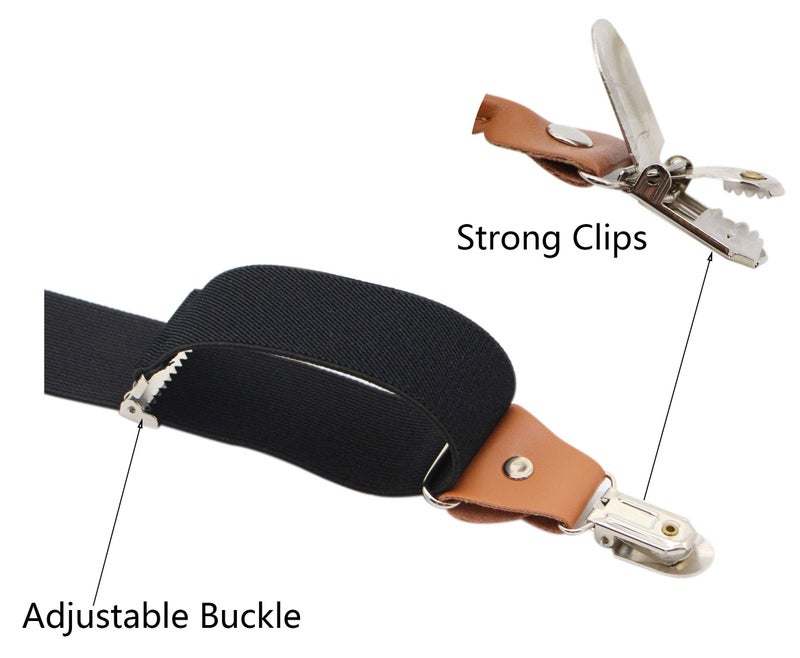 Timiot Menâ€™s Y-Back 4 Metal Clip Elastic Wide Suspenders Perfect For Both Casual&Formal (Black) - Image 3