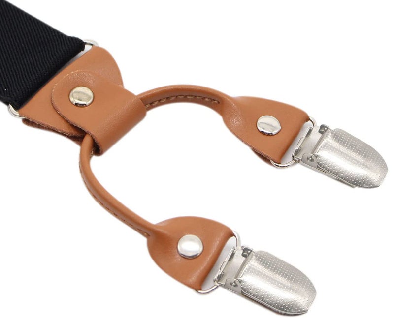 Timiot Menâ€™s Y-Back 4 Metal Clip Elastic Wide Suspenders Perfect For Both Casual&Formal (Black) - Image 2