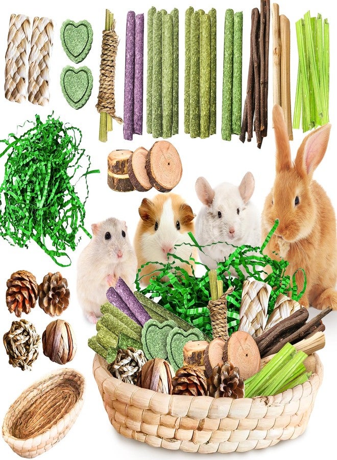 Tyotrbs 33PCS rabbit toys Rabbit Chew Treat Toys for Teeth Health, Natural Bunny EnrichmentToys for Boredom & Stress Relief, Keep Busy Toys for Guinea Pig Chinchilla Hamster Rat Gerbil Degu Indoor Outdoor - Image 1