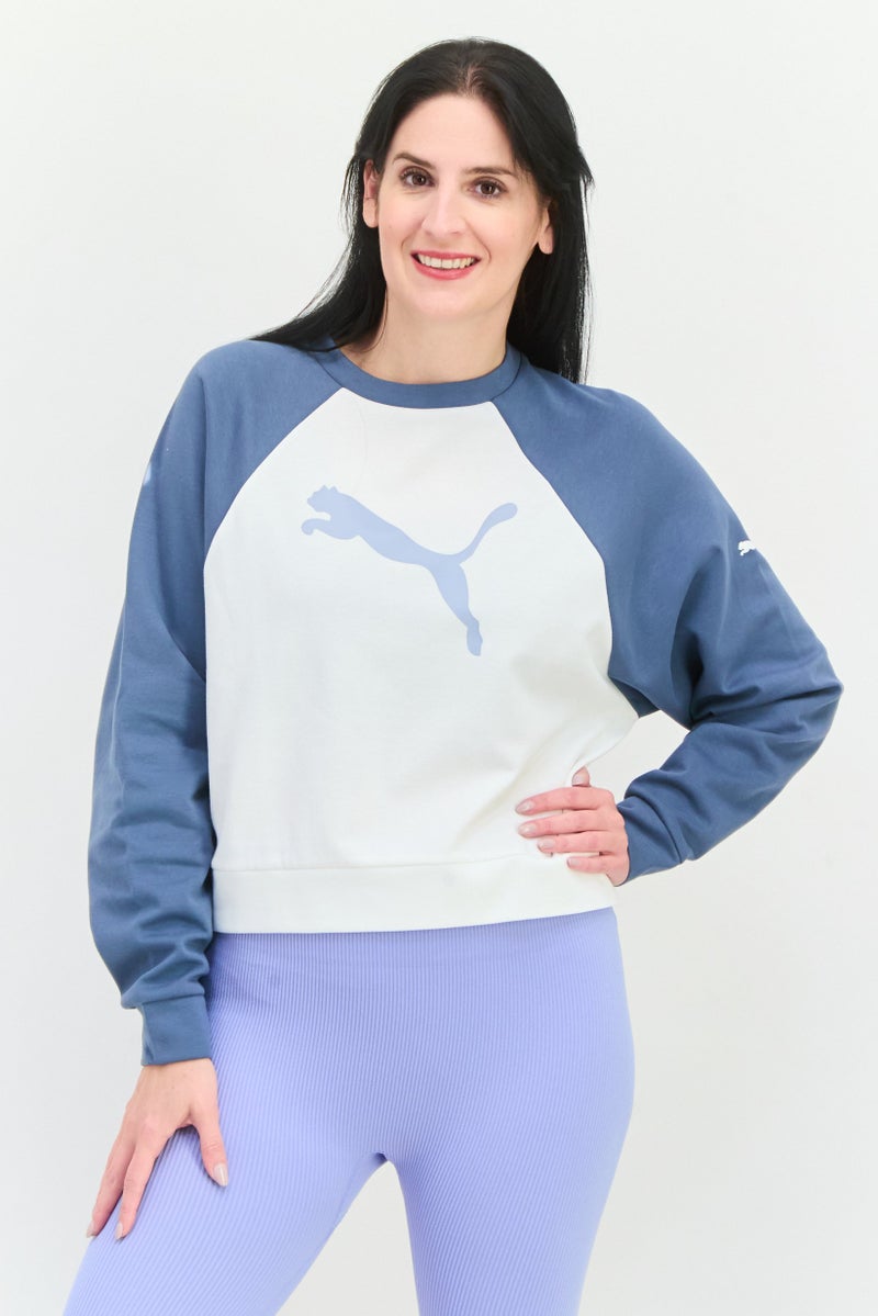 PUMA Women Sportswear Fit Short Sleeve Outdoor Sweatshirt, Grey/White - Image 1