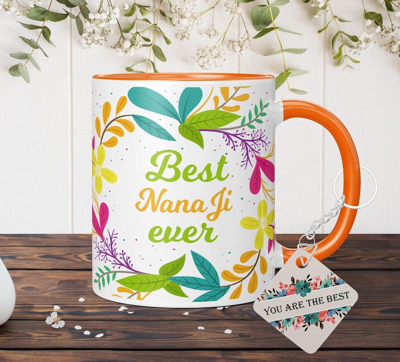 NH10 DESIGNS NH10 DESIGNS Best Nana Ji Ever Printed Coffee Mug with Keychain for Nanu Best Birthday Anniversay Gift for Nana Ji Written Tea Cups Microwave Safe Ceramic Coffee Mug350ml BEMFAM3TMK 325  - Image 1