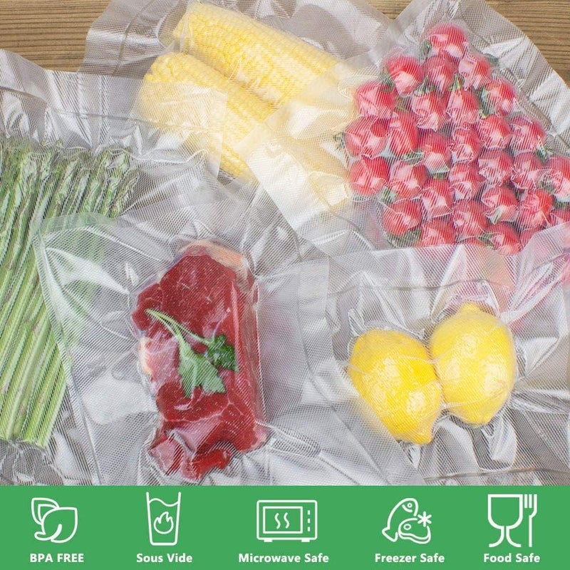 WishDirect Vacuum Sealer Bags Rolls Compatible with FoodSaver, 2 Pack 11" x 25' and 2 Pack 8" x 25' Fit Inside Machine Commercial Grade Embossed Food Preservation Rolls (Total 100 Feet) - Image 3