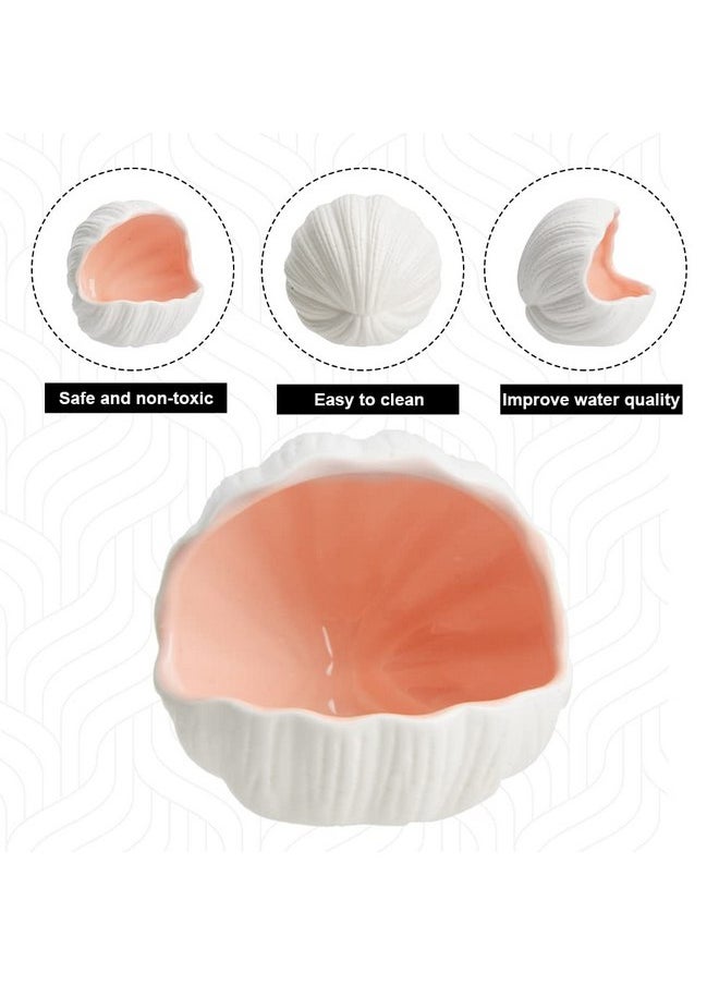 ANRUI AnRui Cute Aquarium Decorations Ceramic Conch Shell-Shaped House Thematic Betta Fish Tank Accessory Decor Ornament Hideout Cave for Fish Playing or Hiding, Pink  - Image 3