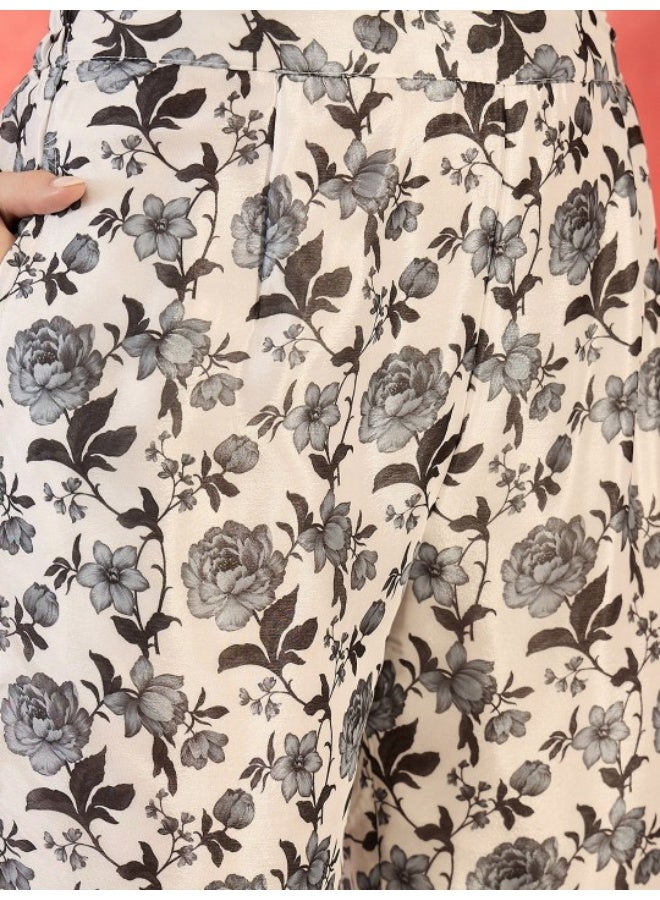 AKS Black & White Chinnon Kurta Sharar Set With Organza Dupatta - Image 3