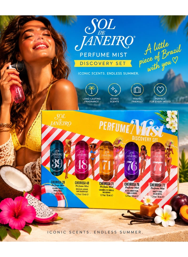 Sol de Janeiro Cheirosa Perfume Mist Discovery Set 5-Piece | 39 Cheirosa 39, 48 Cheirosa 48, 71 Cheirosa 71, 76 Cheirosa 76 & 77 Cheirosa 77 | Perfume Body Mist Set for Women - Image 3