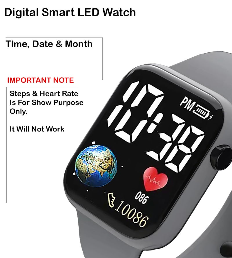 Matrix Kids Edition Digital LED Wrist Watch (Grey) - Image 2