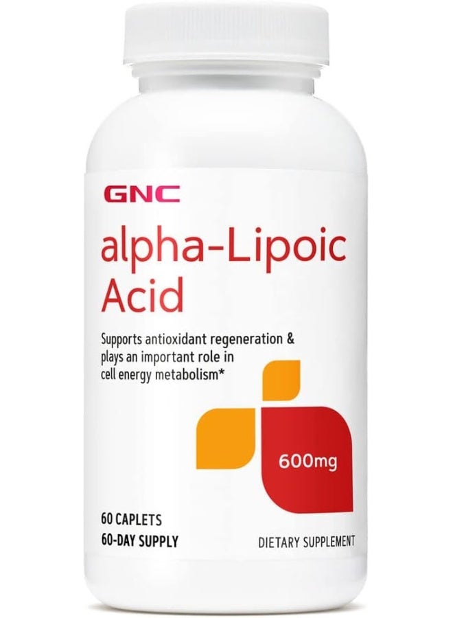 GNC Alpha-Lipoic Acid 600Mg, 60 Caplets, Supports Antioxidant Regeneration And Cell Energy Metabolism - Image 1