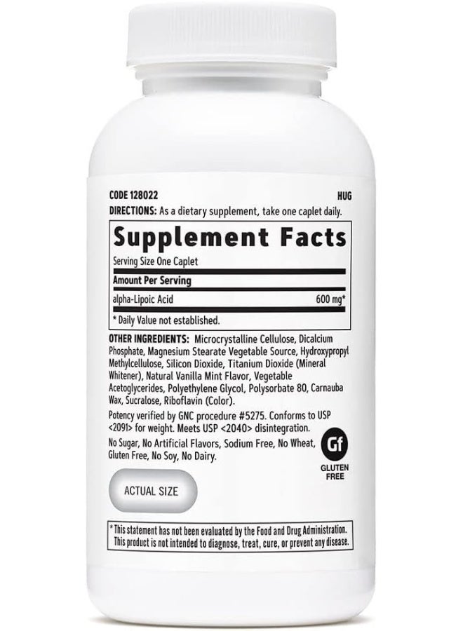 GNC Alpha-Lipoic Acid 600Mg, 60 Caplets, Supports Antioxidant Regeneration And Cell Energy Metabolism - Image 2