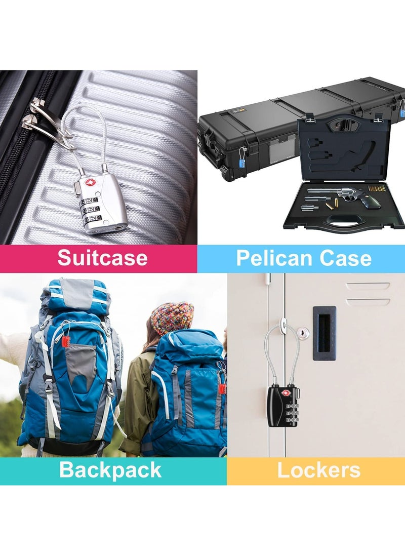 CMGTYYD CMGTYYD Luggage Padlocks TSA Approved, Customs Lock, Mini Luggage Padlock, Flexible Cable Travel Locks, Coded Suitcase Lock, Small Gym Locker Padlock with 3 Digit Combination (Black, 2 Pack)  - Image 2
