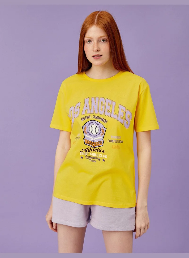 KOTON Printed T-Shirt Crew Neck Cotton