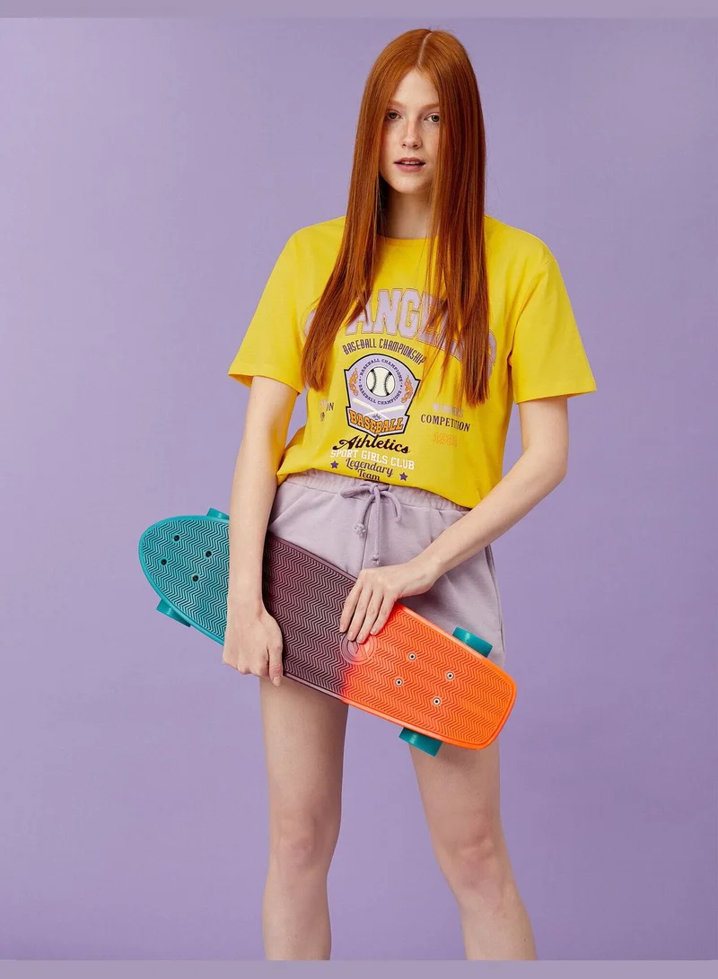 KOTON Printed T-Shirt Crew Neck Cotton