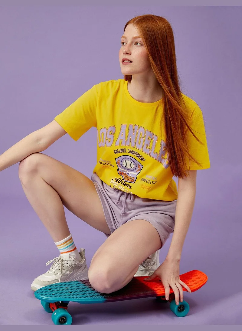 KOTON Printed T-Shirt Crew Neck Cotton