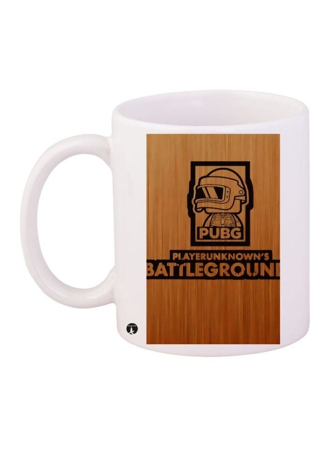 RYN PUBG Printed Coffee Mug White/Brown/Black 11ounce