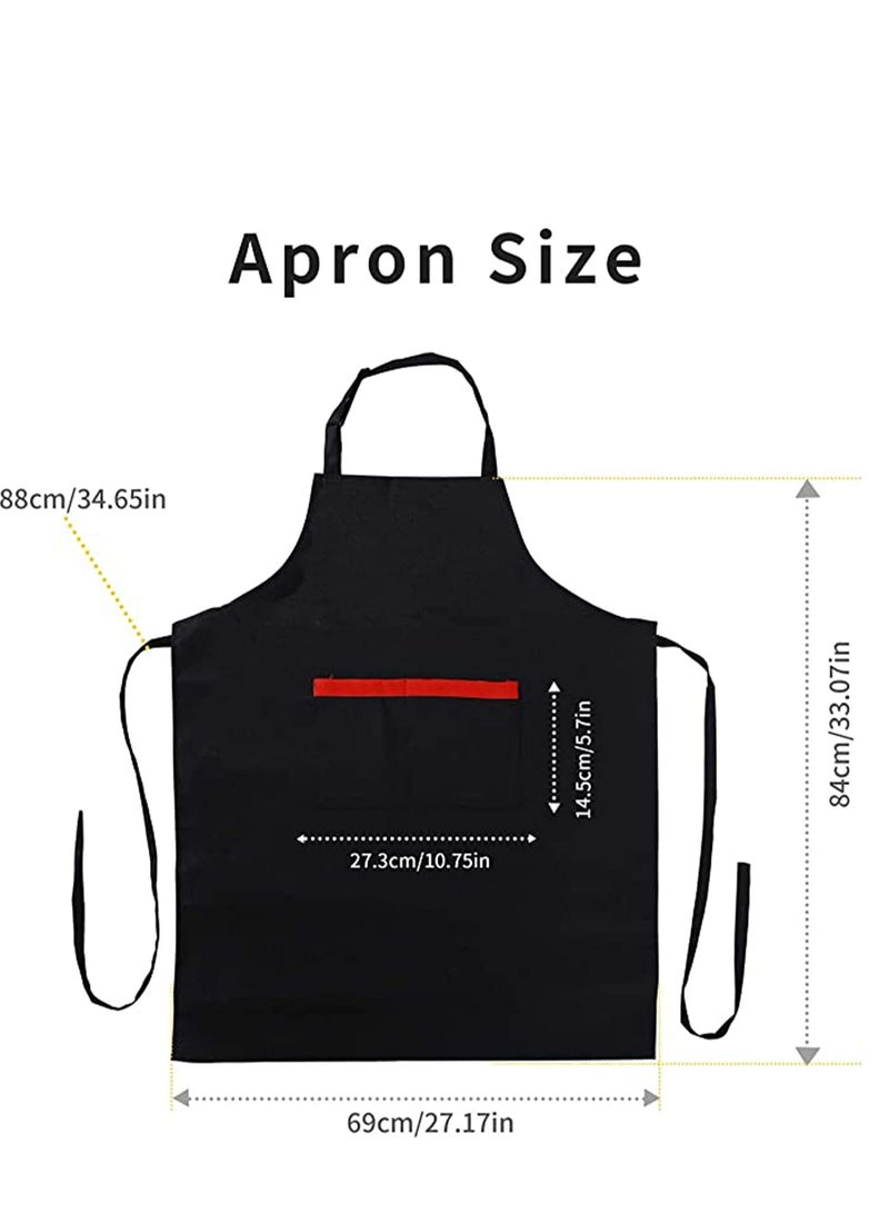 KASTWAVE 2 Pack Adjustable Bib Apron with 2 Pockets Waterdrop Resistant Cooking Kitchen Aprons for Women Men Chef Couple BBQ Painting - Image 2