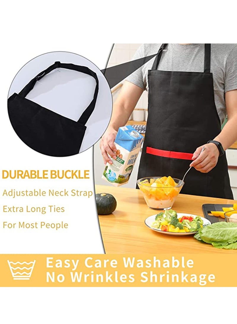 KASTWAVE 2 Pack Adjustable Bib Apron with 2 Pockets Waterdrop Resistant Cooking Kitchen Aprons for Women Men Chef Couple BBQ Painting - Image 5