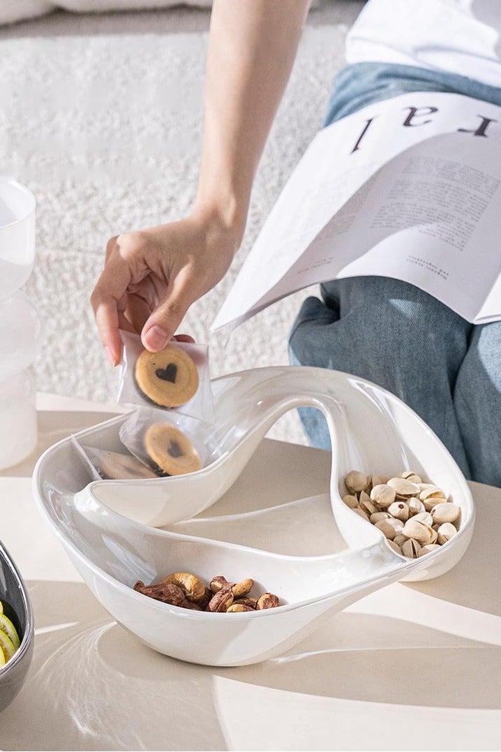 طبق فواكه أنيق وعاء فواكه سيراميك أبيض صينية تخزين ديكور أطباق حلوى أطباق تقديم ديكور إبداعي وعاء تزيين على الطراز الأوروبي وعاء طبق فواكه - Image 4