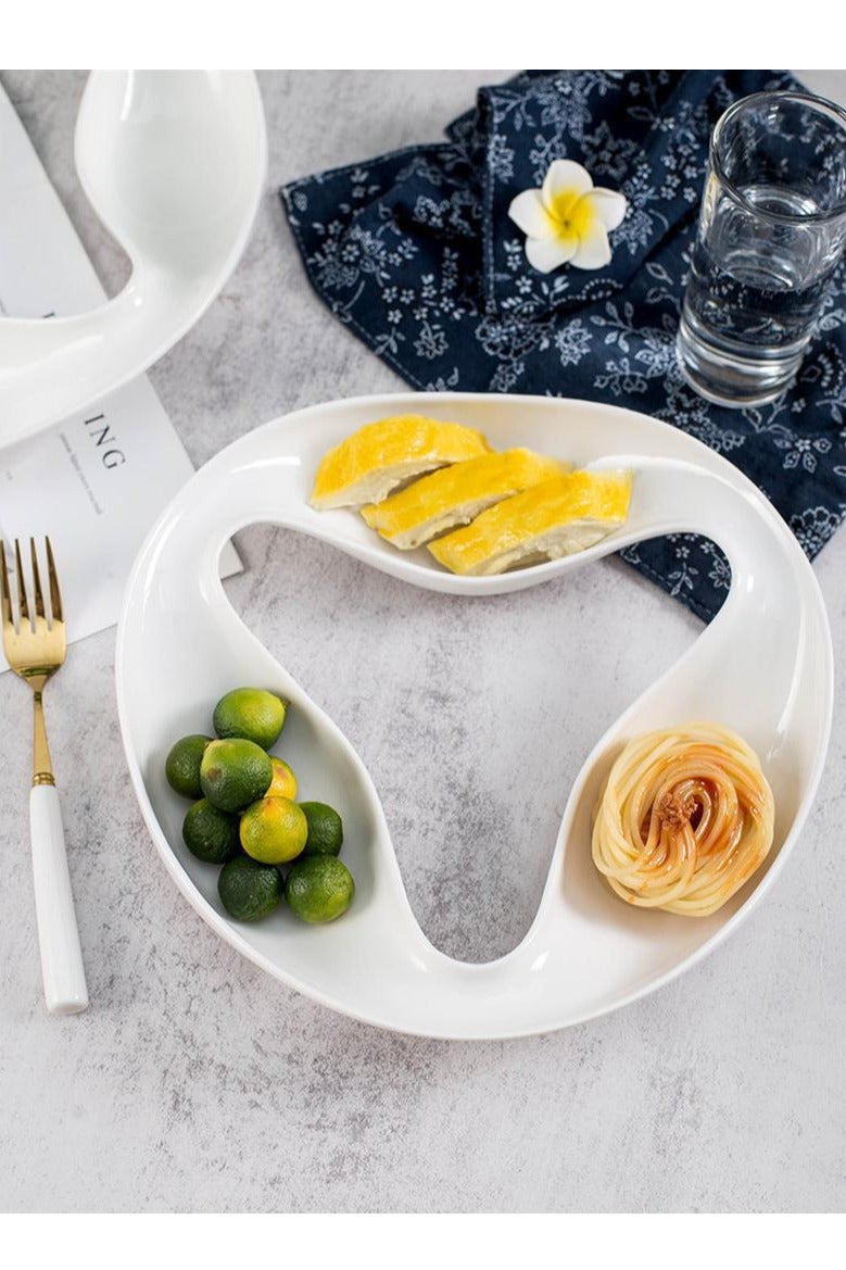 طبق فواكه أنيق وعاء فواكه سيراميك أبيض صينية تخزين ديكور أطباق حلوى أطباق تقديم ديكور إبداعي وعاء تزيين على الطراز الأوروبي وعاء طبق فواكه - Image 1