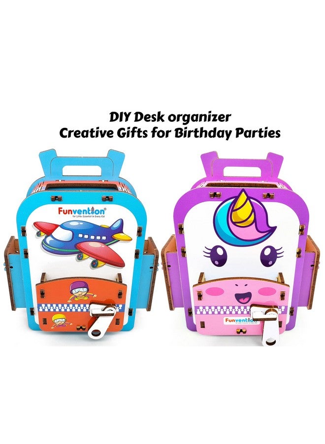 فنفينشين مجموعة من قطعتين من فن فيجن (يونيكورن + طائرة) حامل أقلام DIY منظم مكتب نموذج هدايا عيد ميلاد للأطفال من سن 4 سنوات فما فوق، أحجية ثلاثية الأبعاد ومجموعة أدوات فنية وحرفية - Image 5