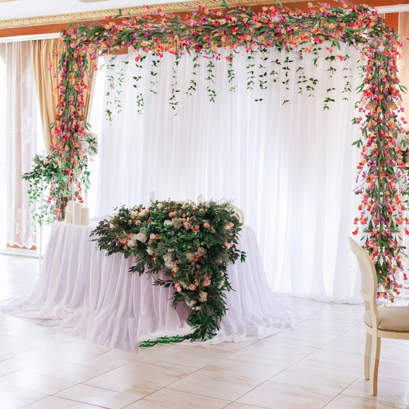 Artgar Flower Garland 6Ft Spring/Summer Garland Floral Garlands for Mantle All Year Round Paper Garlands Decor for Indoor Outdoor Home Wedding Arch Porch Stair Year Round Decor (Red&Orange&Purple) - Image 5