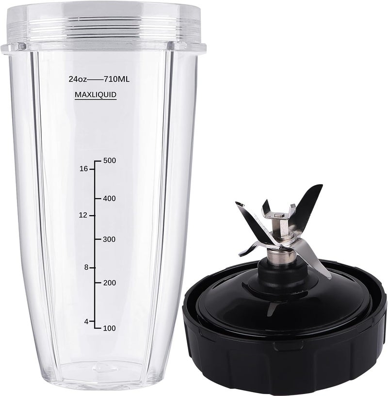 PODCAY Blender Replacement Parts for Ninja, 24oz Cup with Extractor Blade, for Nutri Ninja Auto iQ BN801 BL480 BL640 BL642 NN100 BL2012 (2 Pack) - Image 1