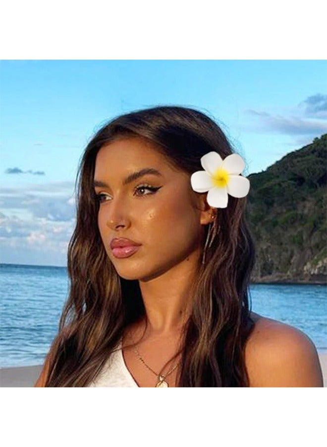 3 Pcs Hawaii Plumeria Hair Clips Bohemian Frangipani Hair Clips Yellow For Beach Party Wedding Cosplay Handmade Accessory（5cm+7cm+9cm) - Image 5