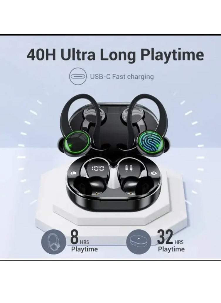 General - Ear-mounted Bluetooth C16, ENC noise reduction, dual microphone, TWS headset, Bluetooth 5.3, sports ear-mounted, digital screen display, wireless headset C16. - Image 1