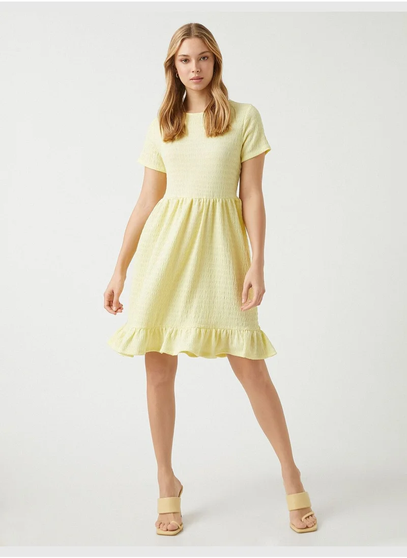 KOTON Frilled Midi Dress Short Sleeve Crew Neck