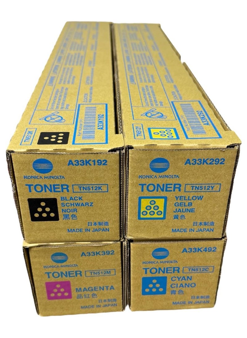 Konica-Minolta تونر بيز هاب TN-512 BCYM مجموعة كاملة عالية الإنتاجية / C454/C454E/C554/C554E - Image 2