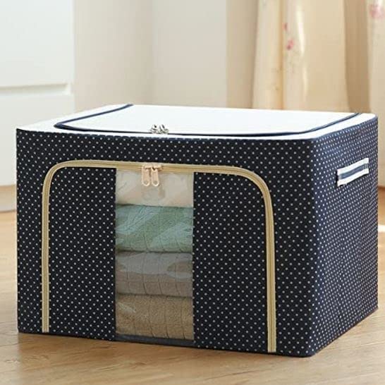 Kettlekane Foldable Clothes Storage Box 66 Liter Large Capacity Clothes Storage Bag Organizer with Thick Fabric Visible Steel Frame Saree Organisers Storage for Wardrobe Pack of 1 - Image 1