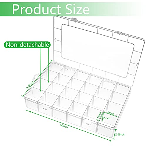 Gbivbe Large 24 Grids Plastic Organizer Box Adjustable Dividers,Clear Storage Box for Jewelry, Art DIY Crafts, Washi Tapes, Beads and Small Parts - Image 2