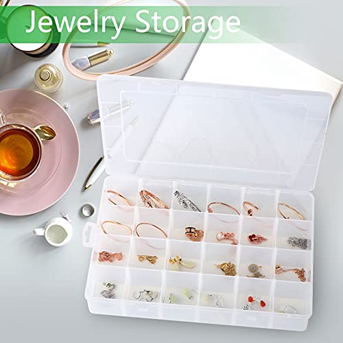 Gbivbe Large 24 Grids Plastic Organizer Box Adjustable Dividers,Clear Storage Box for Jewelry, Art DIY Crafts, Washi Tapes, Beads and Small Parts - Image 5