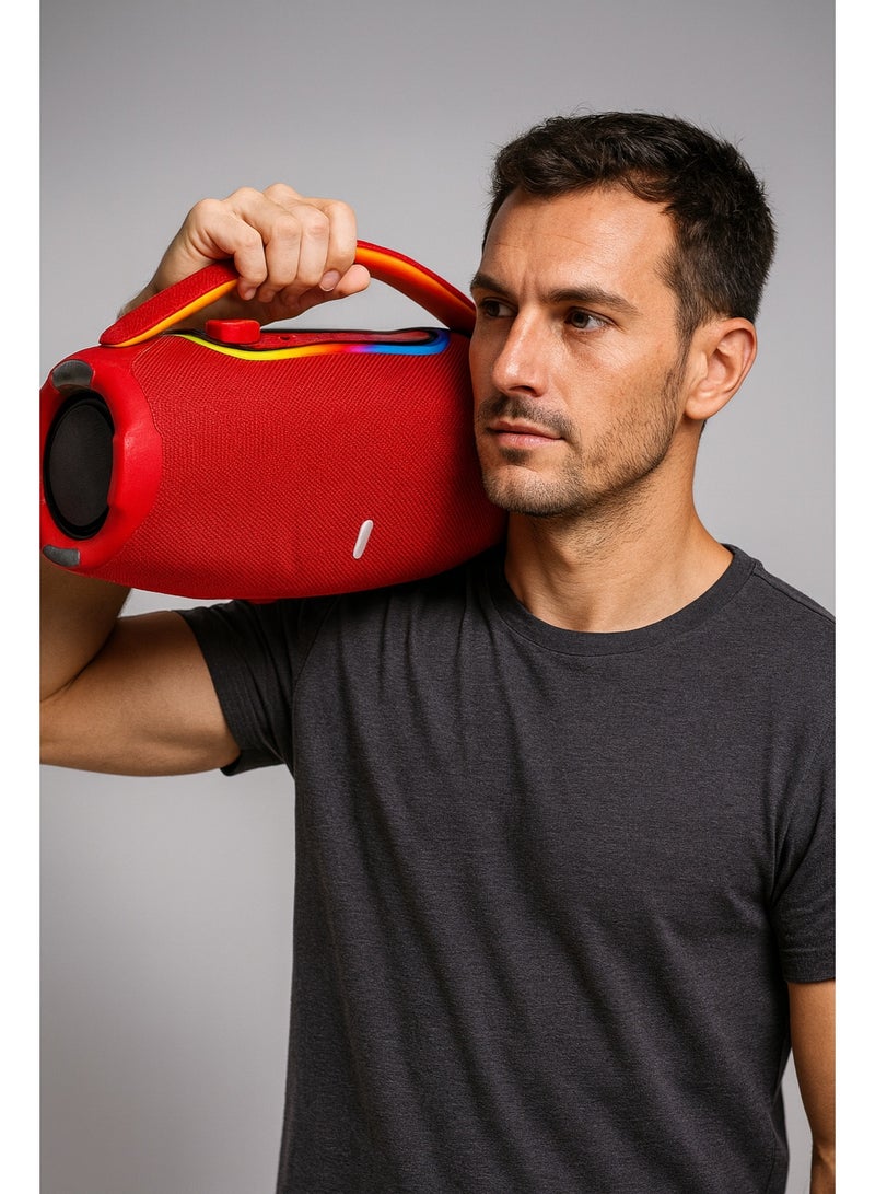 Portable Bluetooth Speaker - 60W Power, 4000mAh Battery, Up to 6 Hours of Playback - Type-C Ports - Dual 93mm Drivers - Red - Image 3
