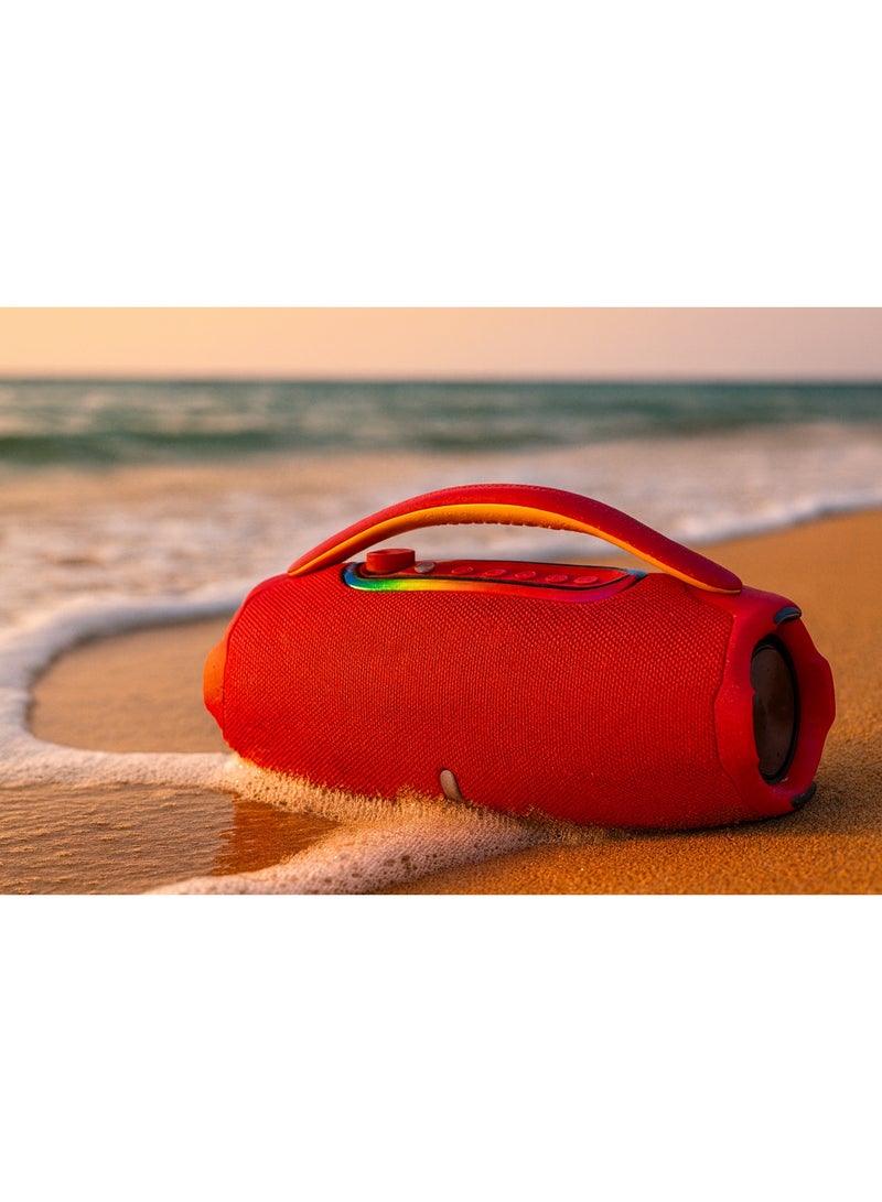 Portable Bluetooth Speaker - 60W Power, 4000mAh Battery, Up to 6 Hours of Playback - Type-C Ports - Dual 93mm Drivers - Red - Image 2