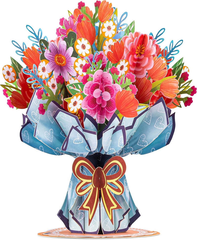 Paper Love HugePop 3D Vibrance Bouquet Pop Up Card, with Detachable Paper Flower Bouquet, Gift for Birthday, Anniversary, Thank You, All Occasion - Jumbo 10" x 14" Cards - Includes Envelope and Note - Image 1